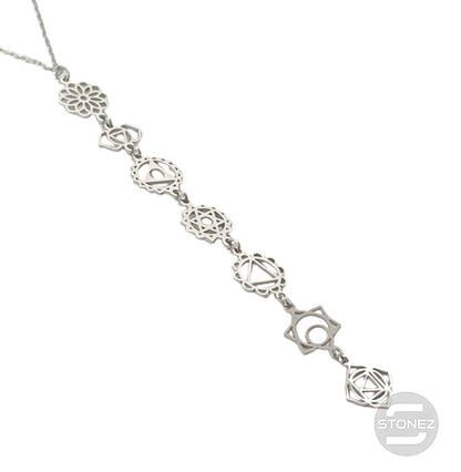 400503248-01 Collar Acero Simbolos 7 Chakras Cadena 40+5 Cms