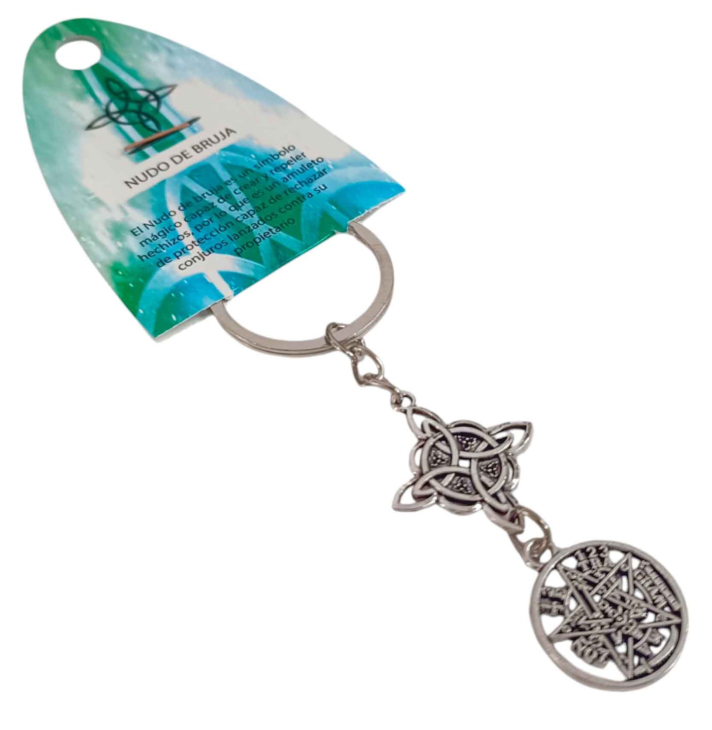 61708-01 Llavero Doble Proteccion Nudo de Bruja Y Tetragramatón