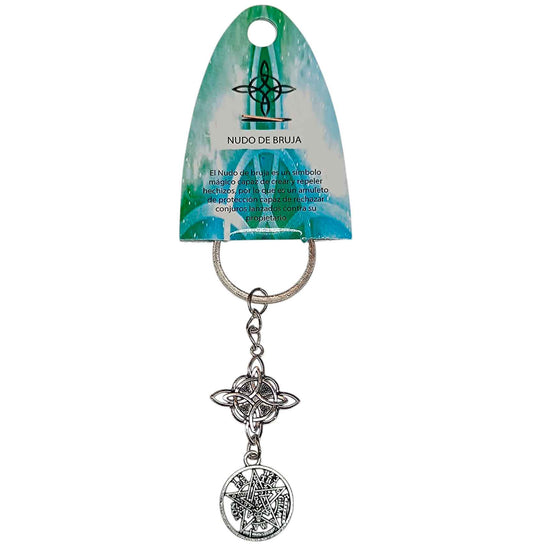 61708-01 Llavero Doble Proteccion Nudo de Bruja Y Tetragramatón