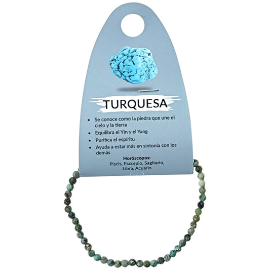 Pulsera Facetada Piedra Natural Turquesa Africana 3 mm