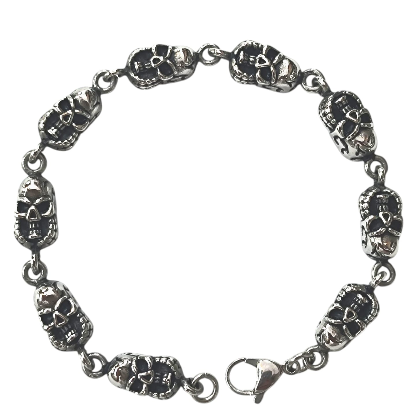 Pulsera Acero Calaveras 22 Cms Cierre Mosqueton 400104241-06