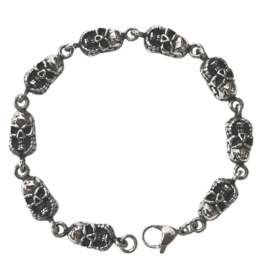 Pulsera Acero Calaveras 22 Cms Cierre Mosqueton 400104241-06