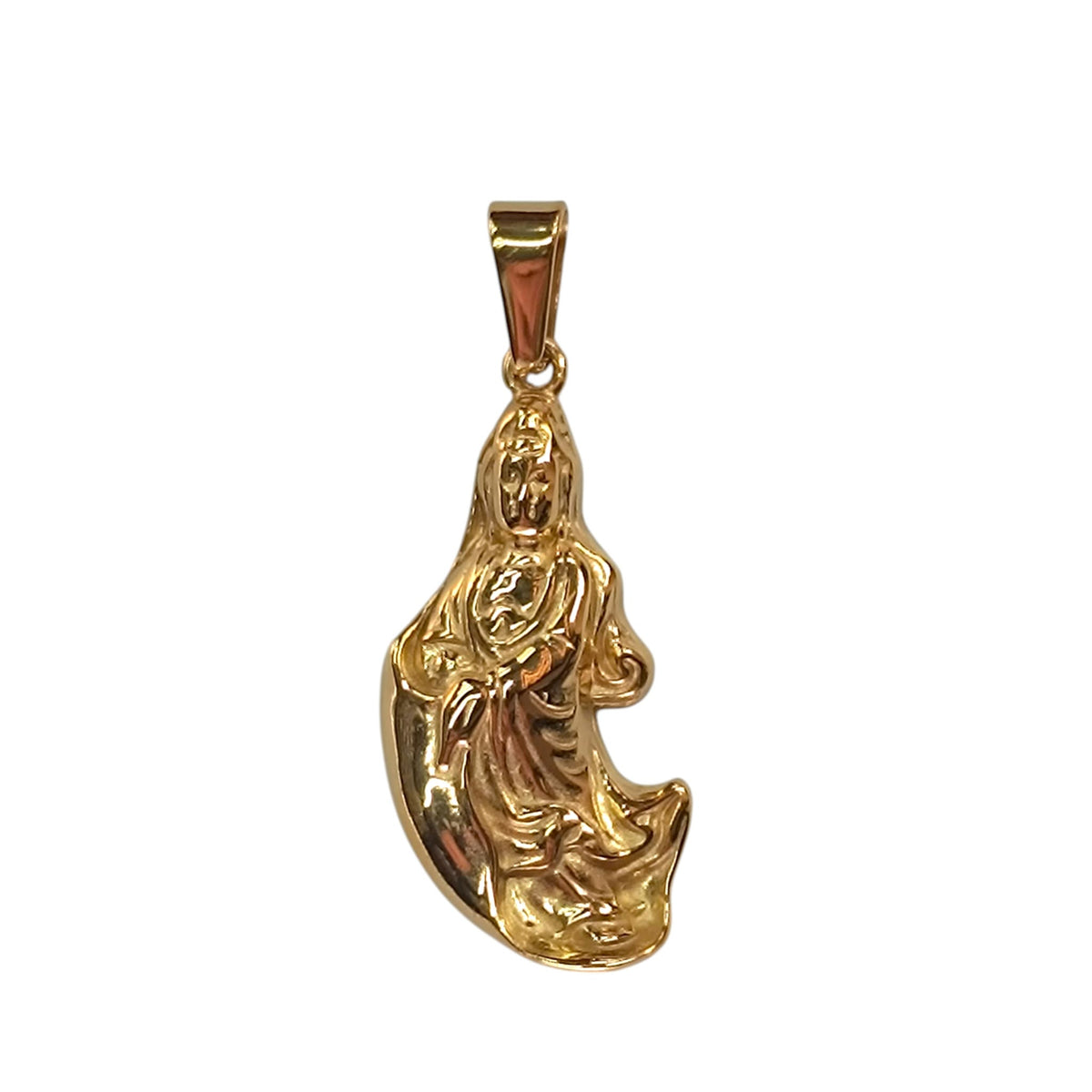 Colgante Acero Dorado Quan Yin 40 mm REF 600104576-02