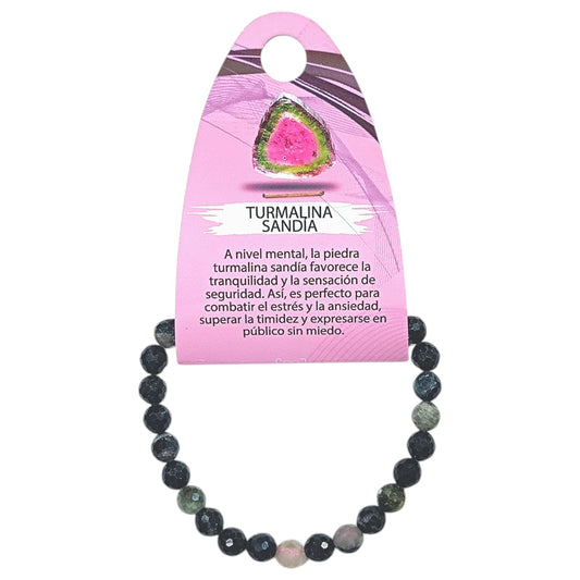 Pulsera Facetada Piedra Natural Turmalina Sandia 6 mm Ref: 600604314