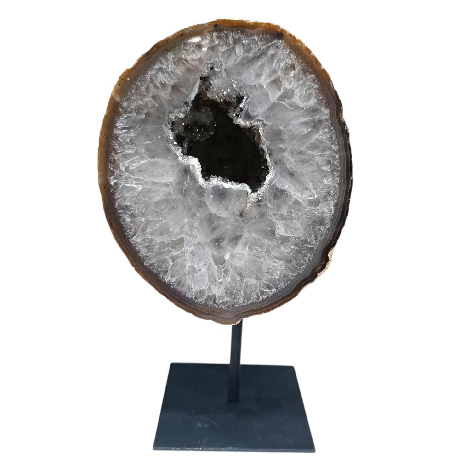 1114 Piedra Natural Agata Con Base De Metal Peso 1600 Gr Altura 20 Cms Aprox (PIEZA UNICA) PIEZA NA5