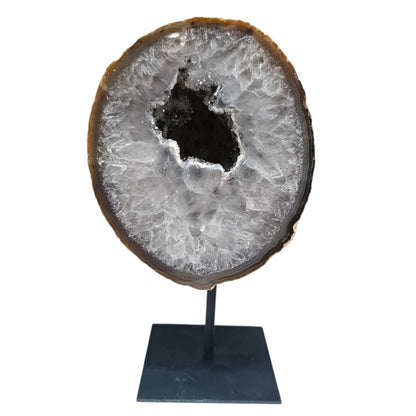 1114 Piedra Natural Agata Con Base De Metal Peso 1600 Gr Altura 20 Cms Aprox (PIEZA UNICA) PIEZA NA5
