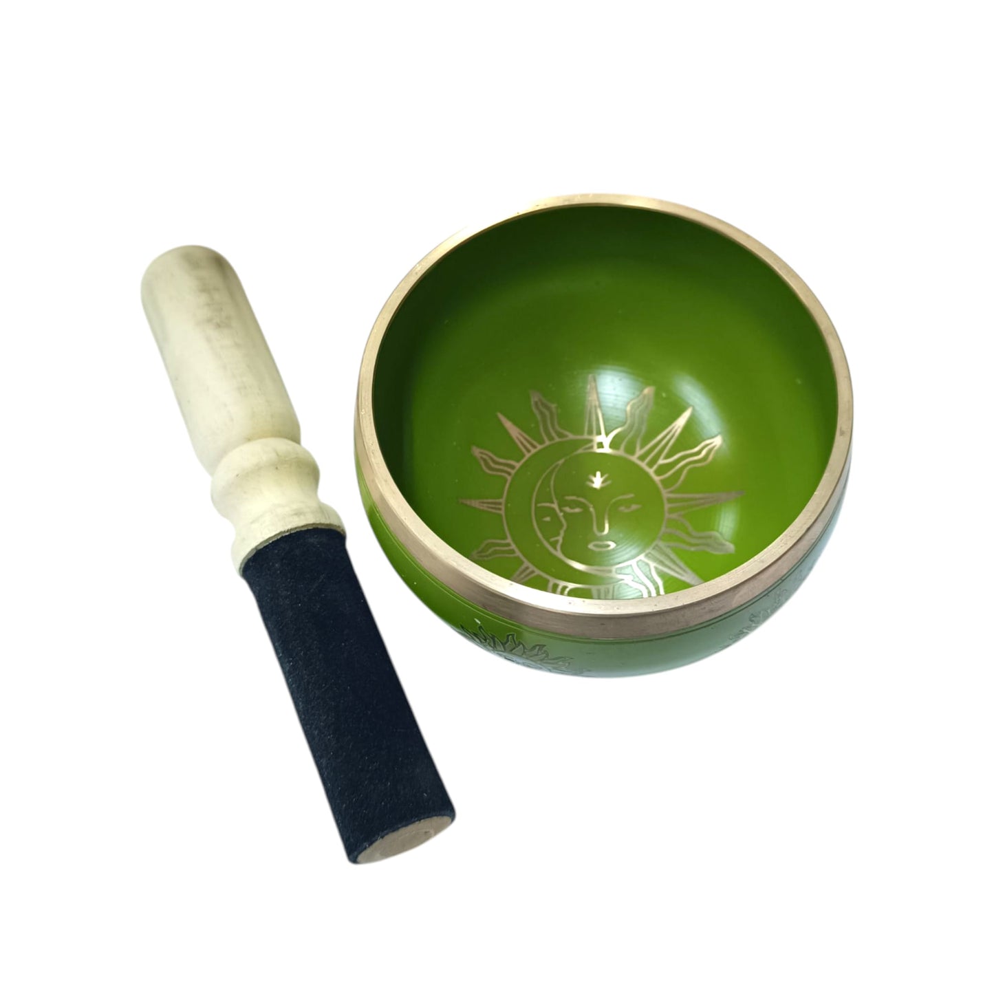 Cuenco Tibetano 4 Metales 11 Cms Aprox Color Verde Grabado Sol Y Luna 600303015