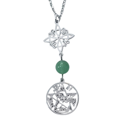 Collar Acero Doble Proteccion Y Piedra Natural Aventurina Cadena 40+5 Cms 400503247-15