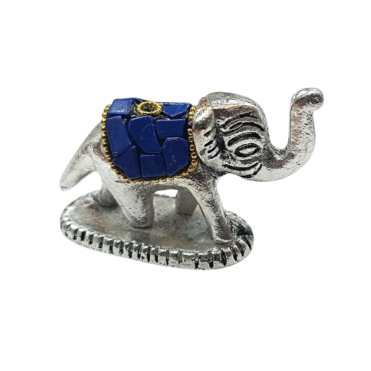 Porta Incienso Elefante Metal Con Piedra Turquesa Teñida Azul Oscuro 5,5 Cms Aprox REF: 600301545