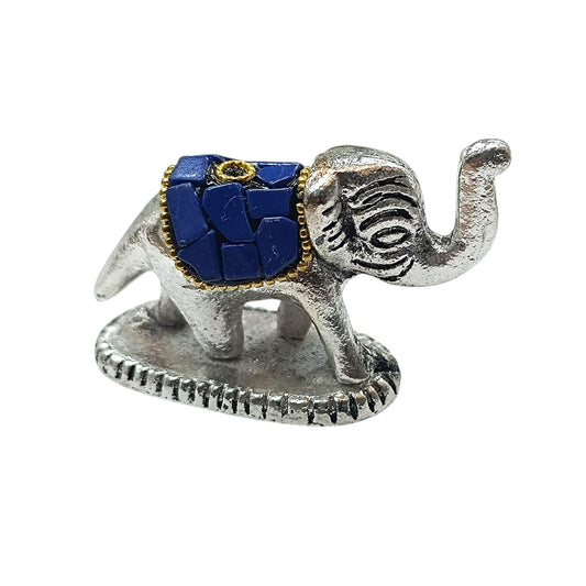 Porta Incienso Elefante Metal Con Piedra Turquesa Teñida Azul Oscuro 5,5 Cms Aprox REF: 600301545