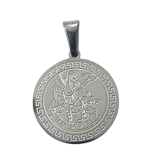 600103451-09 Colgante Acero Medalla San Miguel 20 mm Con Oracion En La Parte Trasera