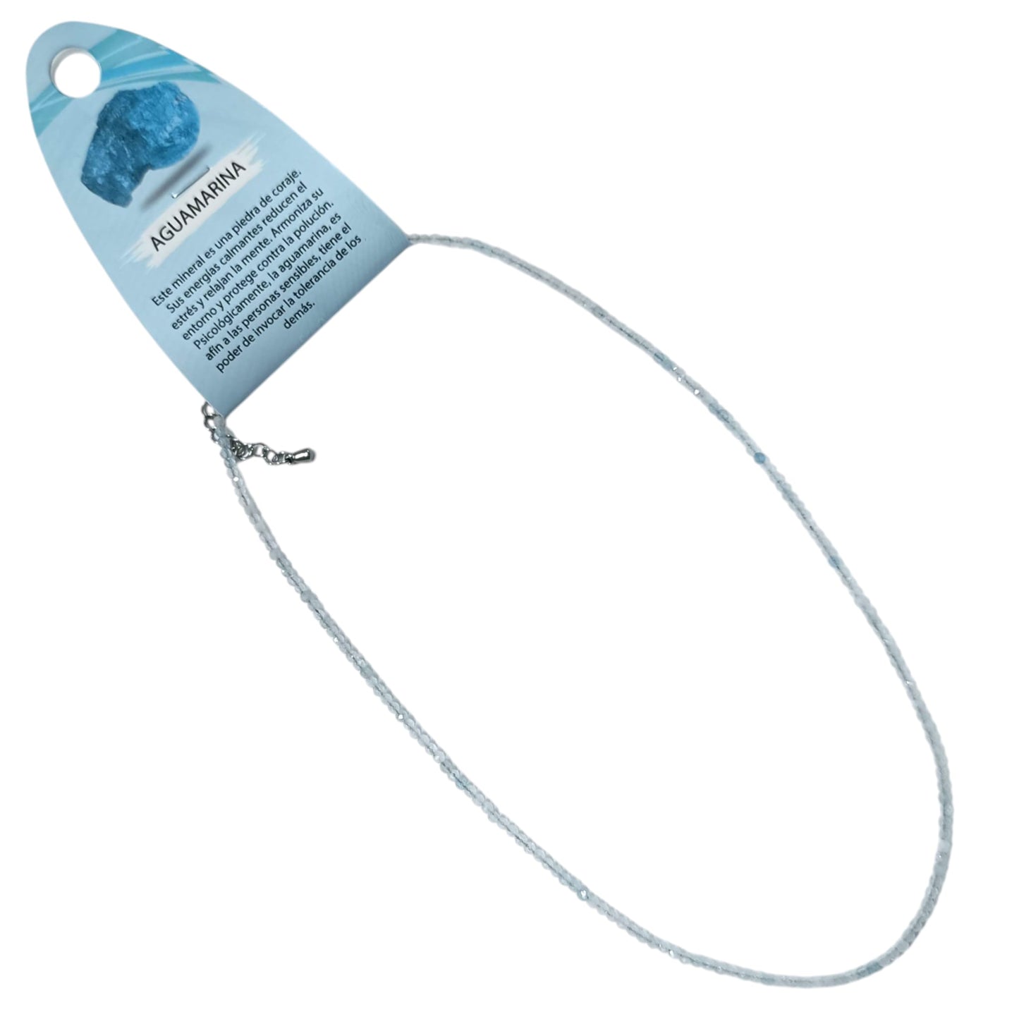600603671 Collar Aguamarina 2 mm Facetada 40+5 Cms Cierre Acero