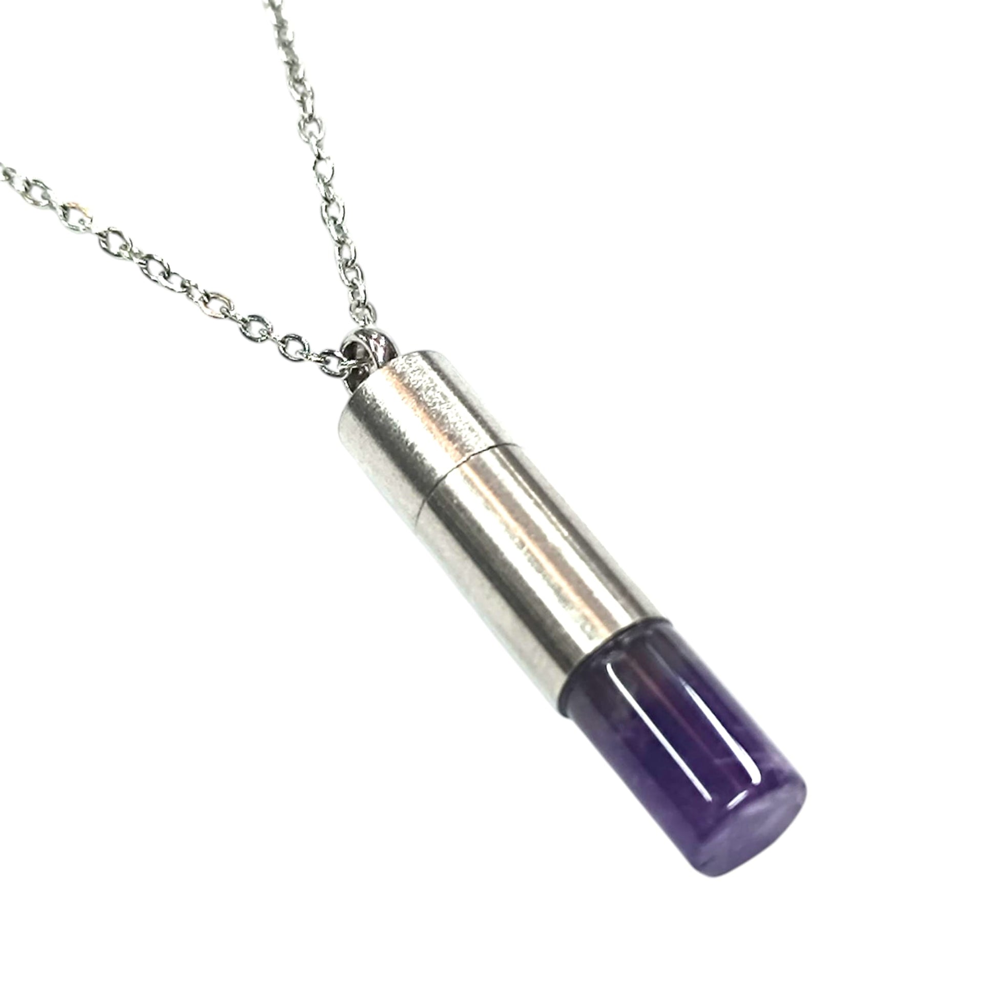 Collar Acero 45 Cms Cofre Deseo Con Piedra Natural Amatista 600103553-05