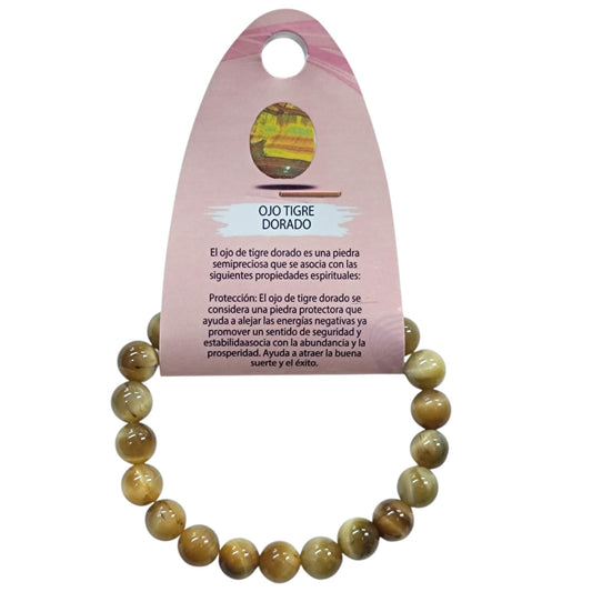 Pulsera De Ojo De Tigre Dorado 8 mm 61735