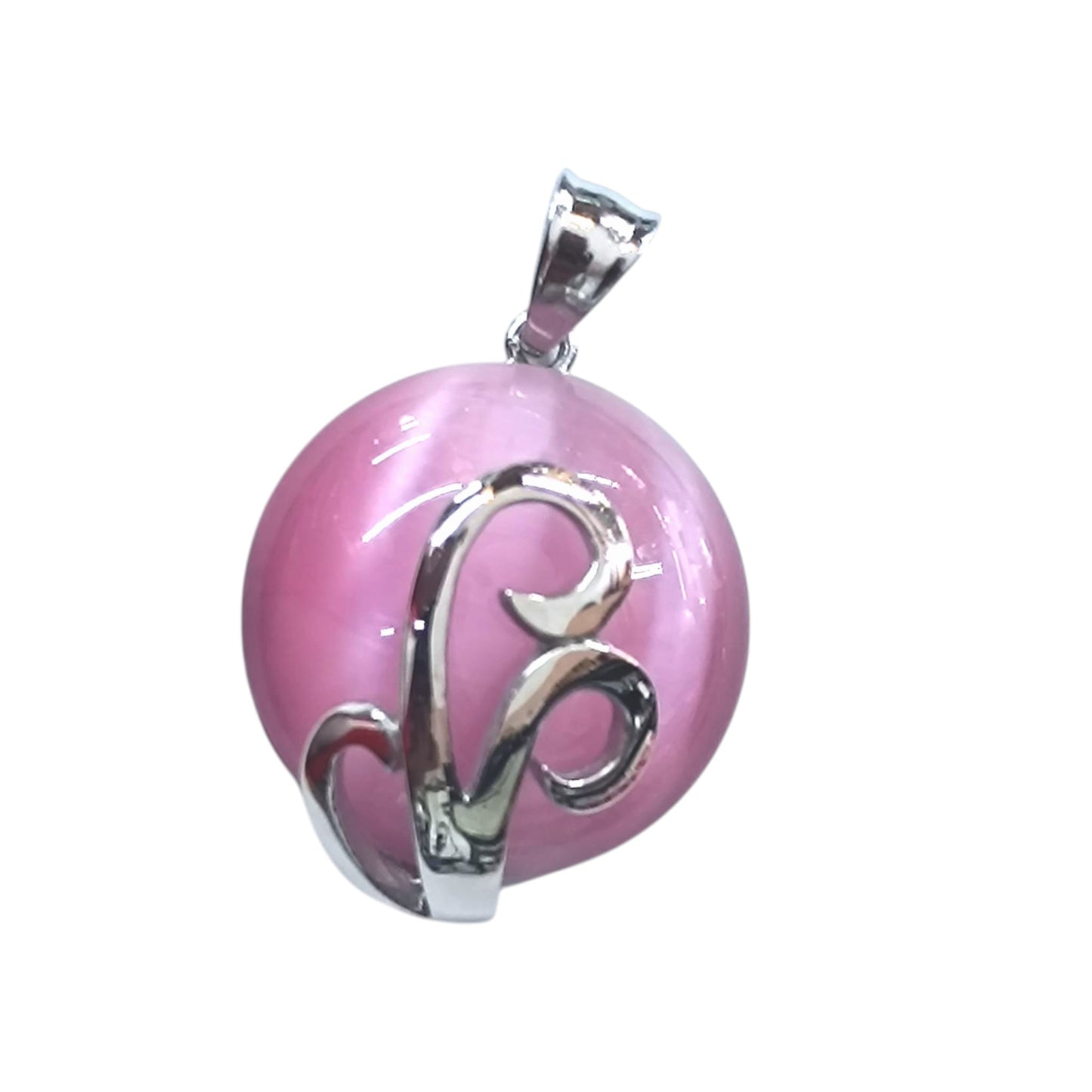 Colgante Acero Con Piedra Ojo De Gato Rosa 30 mm 29305-02