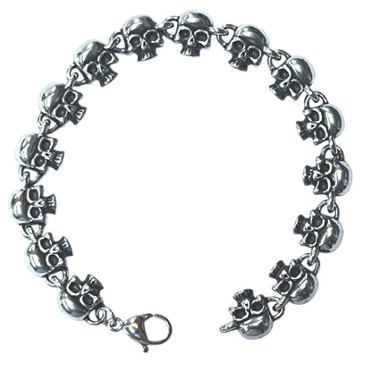 Pulsera Acero Calaveras 22 Cms Cierre Mosqueton 400104241-02