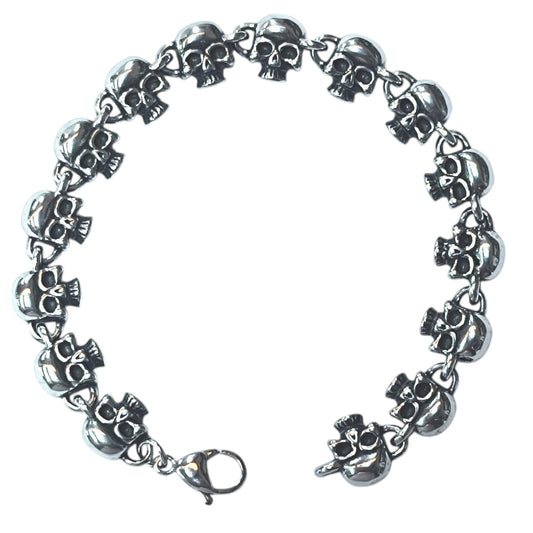 Pulsera Acero Calaveras 22 Cms Cierre Mosqueton 400104241-02