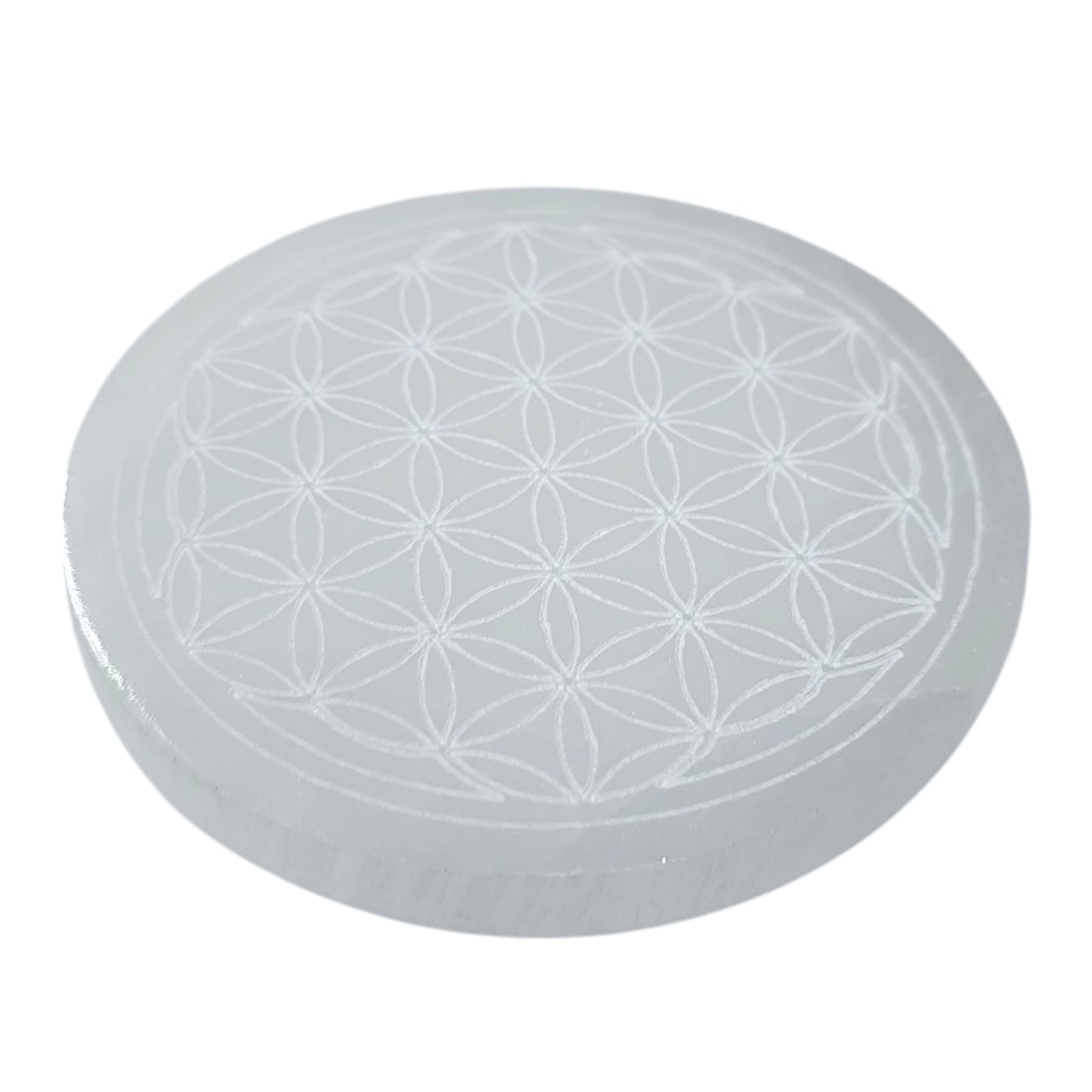 Plato Selenita Grabado Arbol Flor De La Vida 10 Cms Aprox 401204168