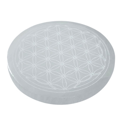 Plato Selenita Grabado Arbol Flor De La Vida 10 Cms Aprox 401204168
