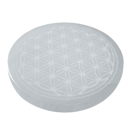 Plato Selenita Grabado Arbol Flor De La Vida 10 Cms Aprox 401204168