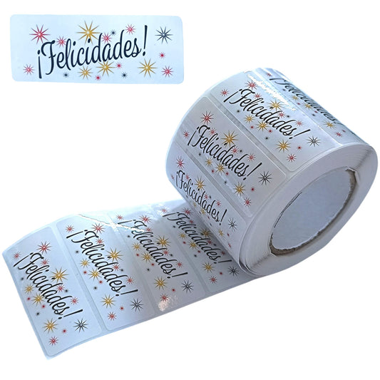 Rollo 500 Pegatinas Felicidades 49338-02
