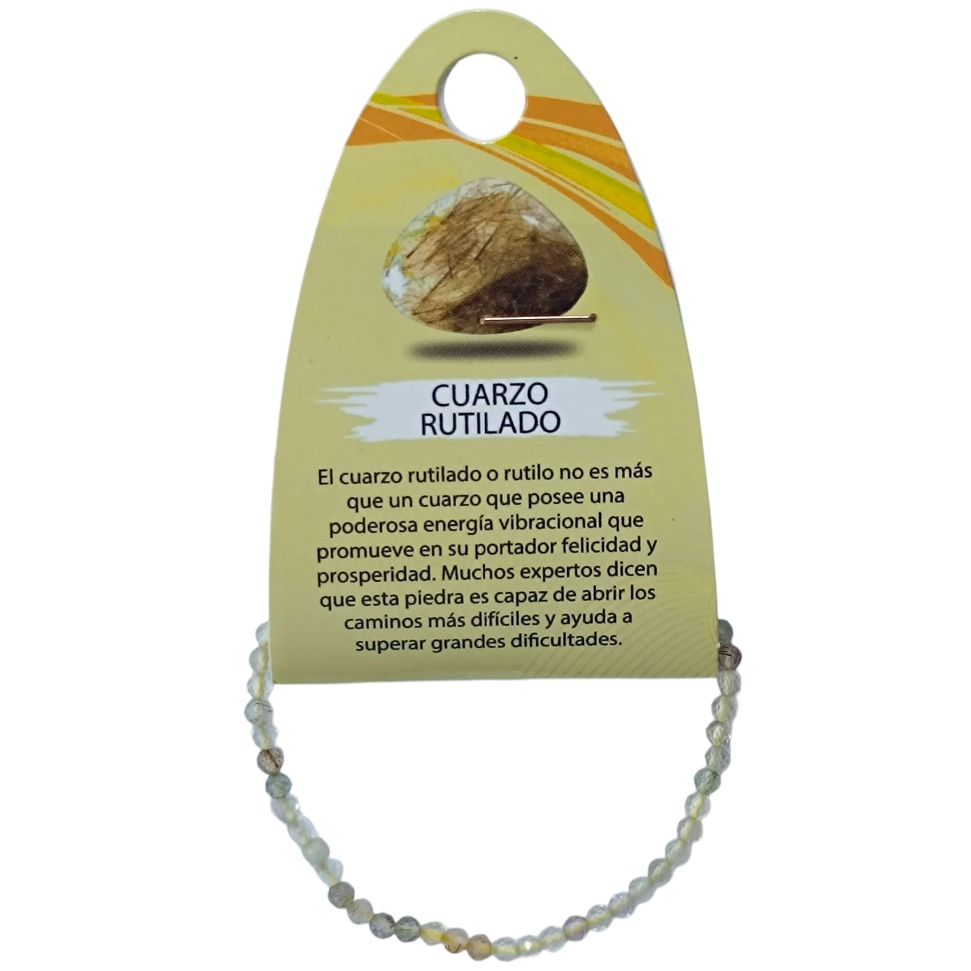 Pulsera Facetada Infantil Cuarzo Rutilado 3 mm 15,5 Cms Aprox 600604276