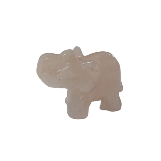 Elefante Tallado Piedra Natural Cuarzo Rosa 25 mm Aprox  (La Pieza Puede Ser Diferente A La Foto) Aprox Ref: 1114