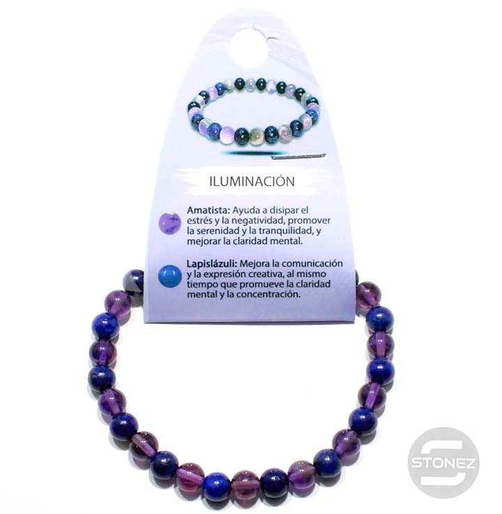 70013 Pulsera Iluminación Combinando Amatista Y Lapilázuli 6mm.