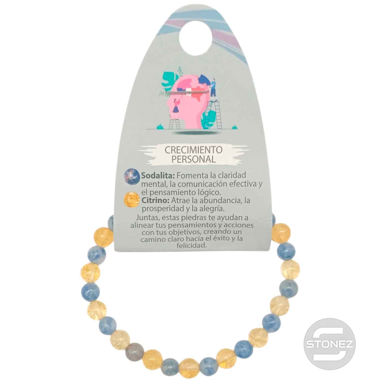 70027 Pulsera Crecimiento Personal Combinando Citrino Y Sodalita 6 mm
