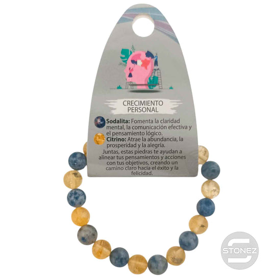 70077 Pulsera Crecimiento Personal Combinando Citrino Y Sodalita 8 mm