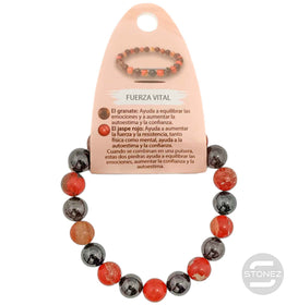 70165 Pulsera Fuerza Vital Combinando Granate Y Jaspe Rojo 10mm