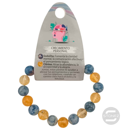 70177 Pulsera Crecimiento Personal Combinando Citrino Y Sodalita 10 mm