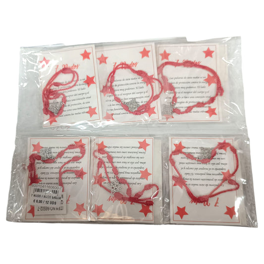 600104116-07 Paquete 12 Pulseras 7 Nudos Con Dije Nudo De Brujas En Acero
