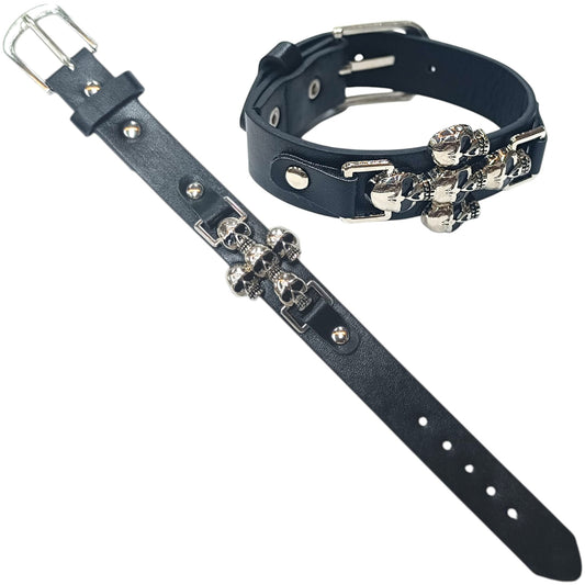 Pulsera Polipiel Y Bisuteria Calavera 26 Cms Largo Ref 36226-19