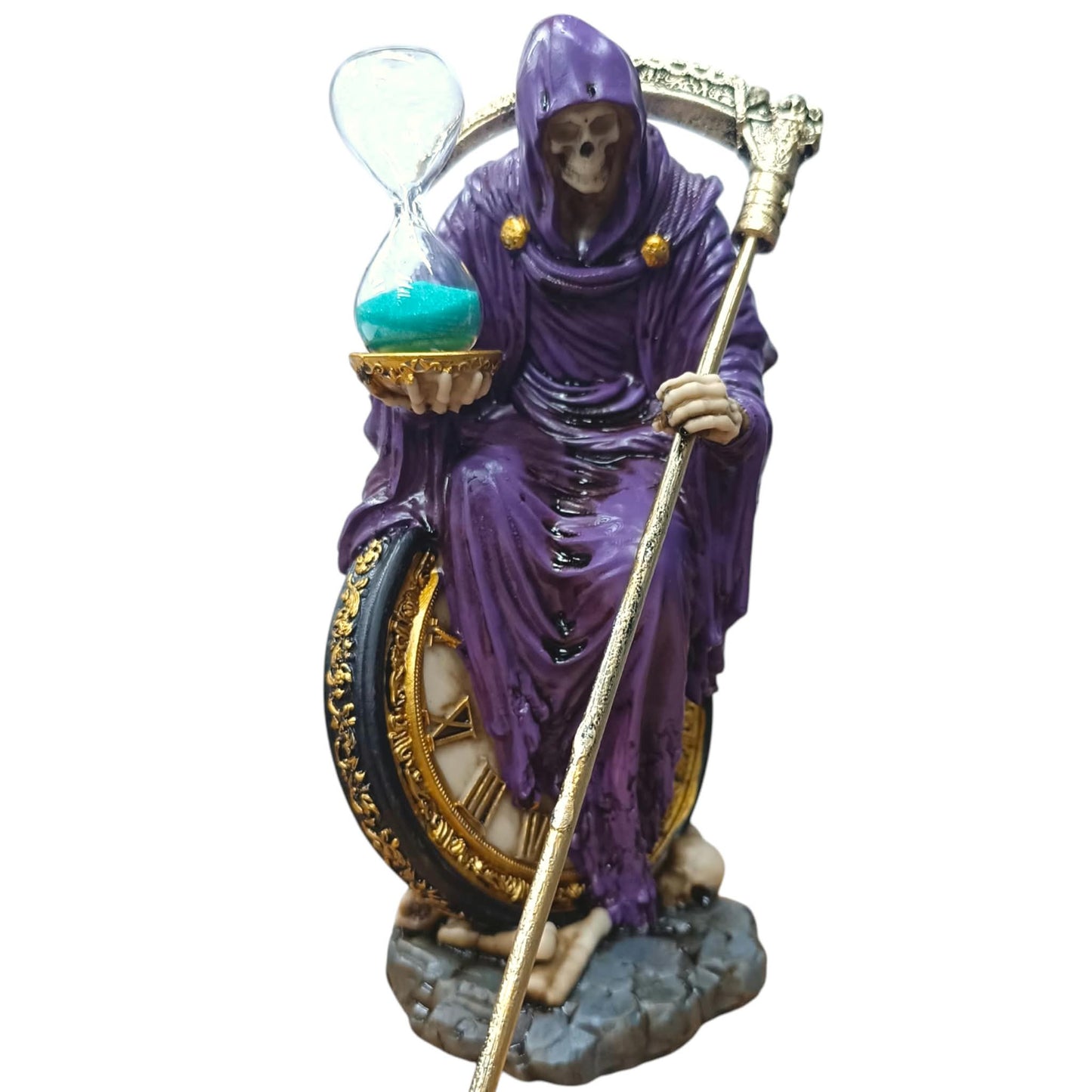 Figura Santa Muerte Con Reloj De Arena 22 Cms Aprox Color Morado Ref: 600104486
