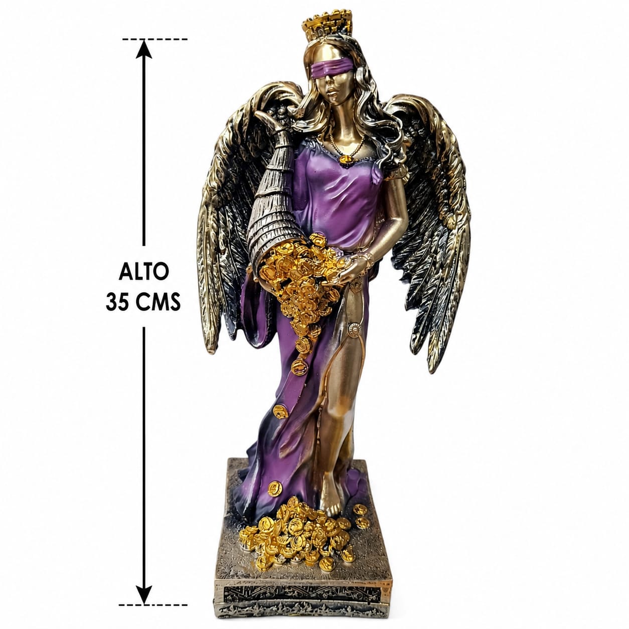 Figura En Resina Diosa De La Justicia Alas 35 Cms Apox Color Morado 600102136