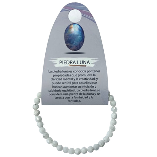Pulsera Facetada Piedra Natural Piedra Luna 5 mm