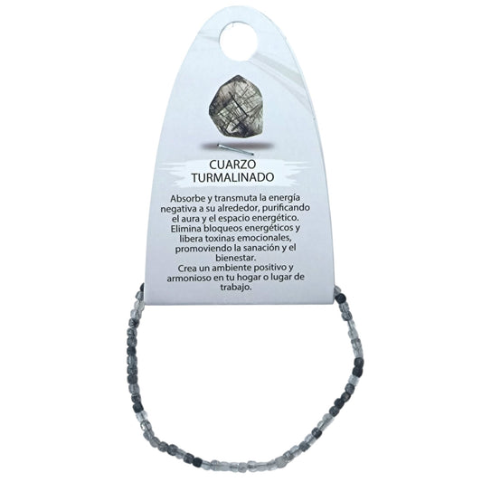 Pulsera Facetada Cubo Piedra Natural Cuarzo Turmalinado 2X2 mm Ref: 600604217