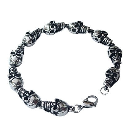 Pulsera Acero Calaveras 22 Cms Cierre Mosqueton 400104241-05