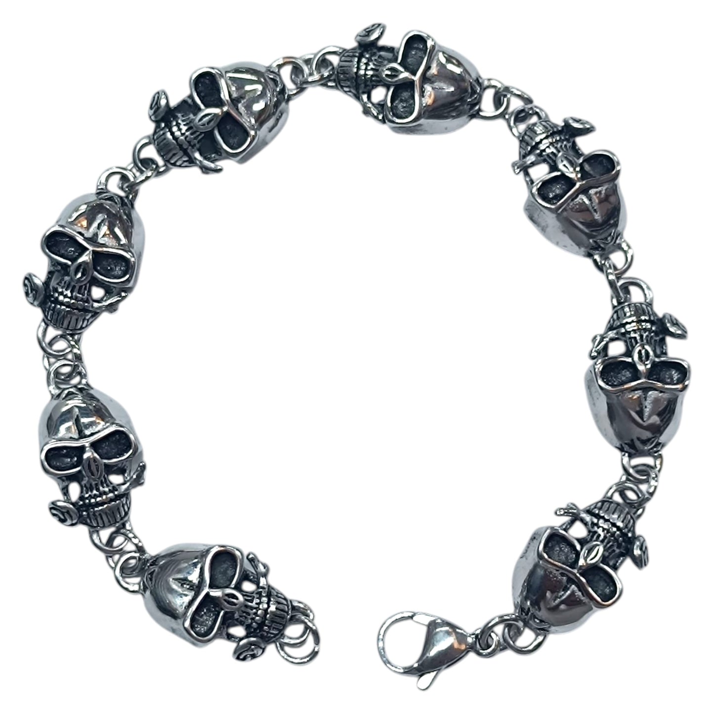 Pulsera Acero Calaveras 22 Cms Cierre Mosqueton 400104241-01