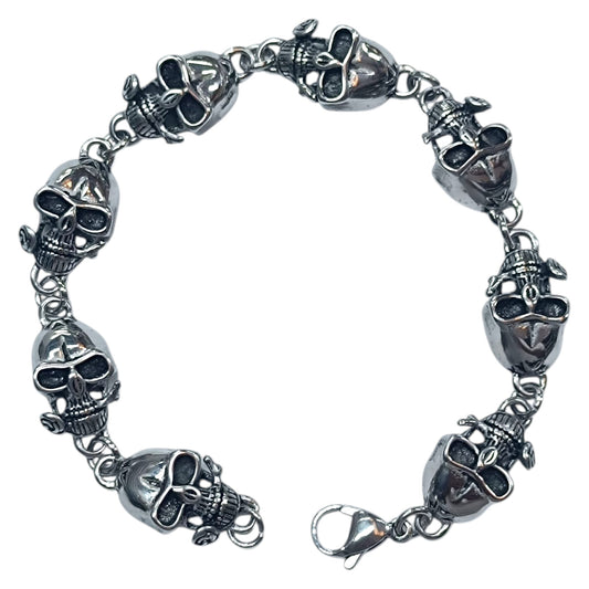 Pulsera Acero Calaveras 22 Cms Cierre Mosqueton 400104241-01