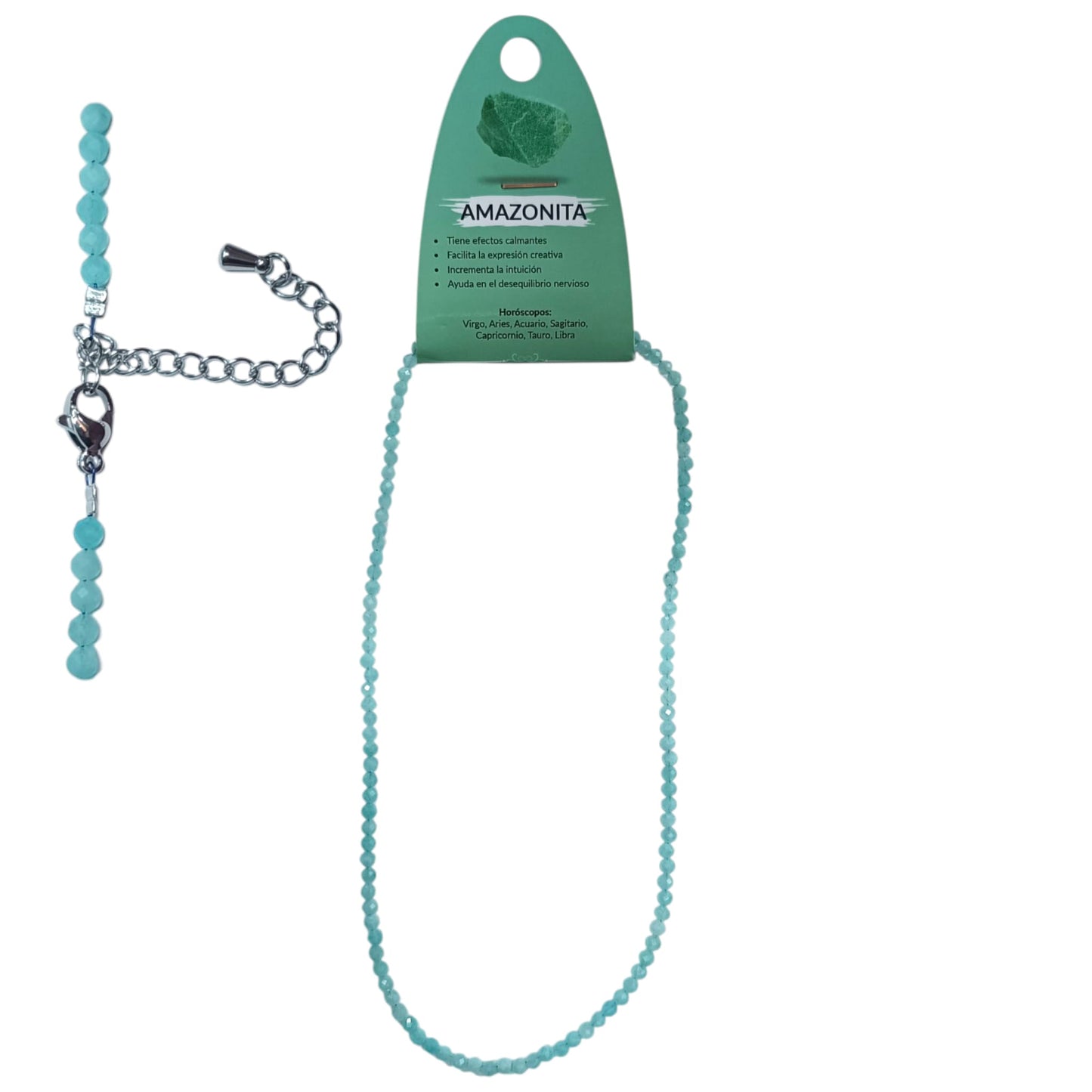 Collar Amazonita 3 mm Facetada 40+5 Cms Cierre Acero Ref: 600603666