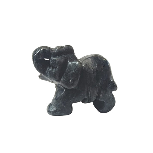 Elefante Tallado Piedra Natural Larvikita 25 mm Aprox  (La Pieza Puede Ser Diferente A La Foto) Aprox Ref: 1114