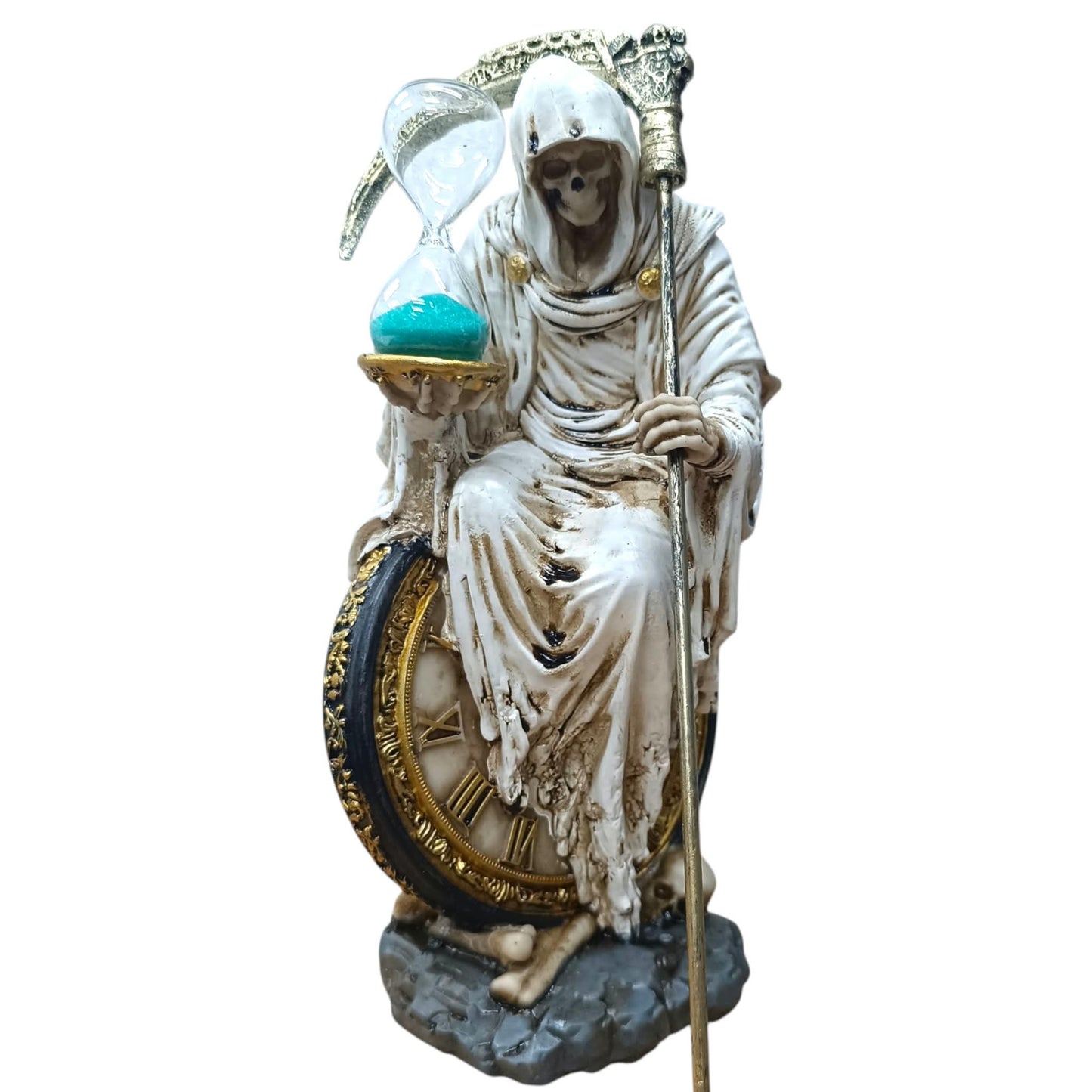 Figura Santa Muerte Con Reloj De Arena 22 Cms Aprox Color Blanco Ref: 600104486