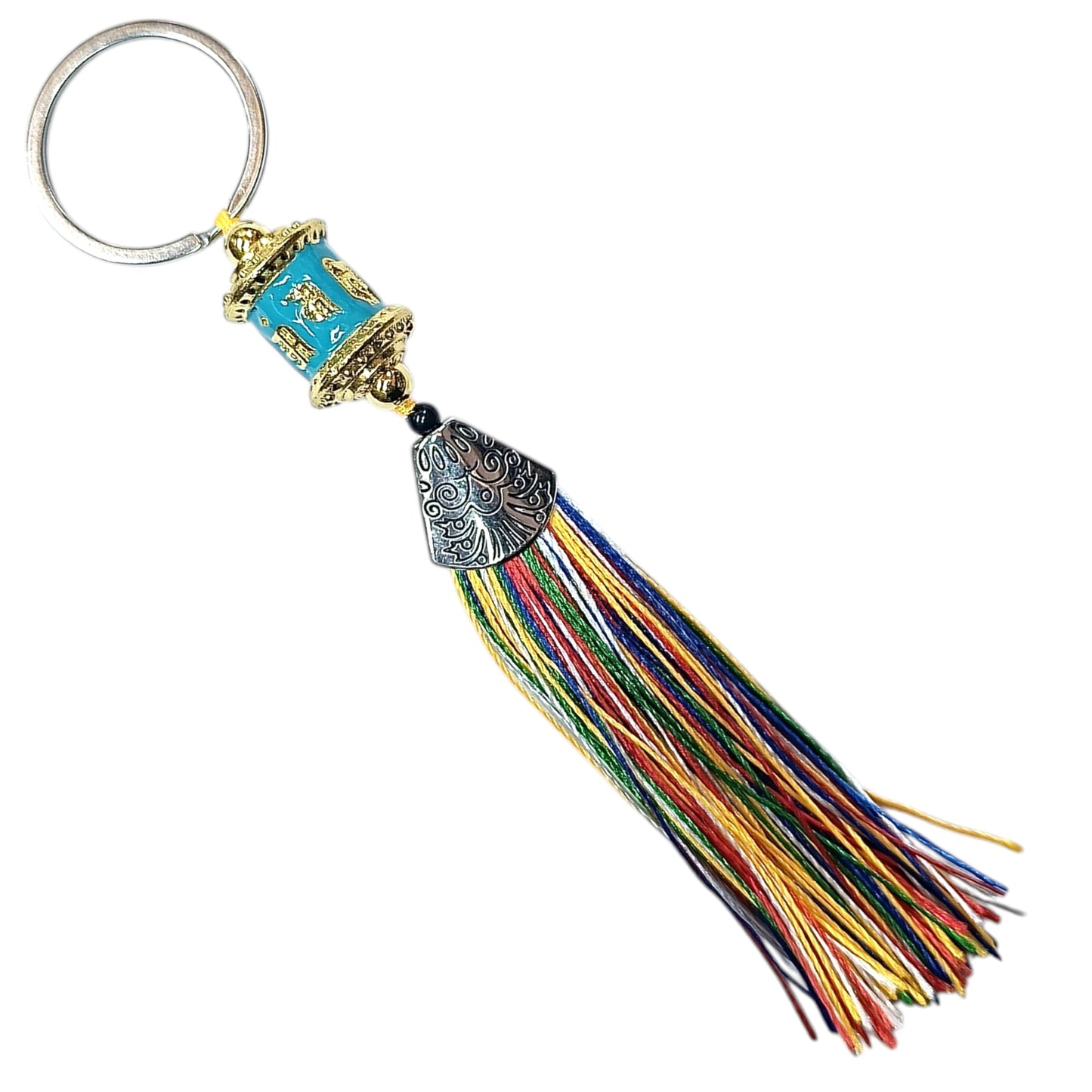 600104136-11 Llavero Budista Ruedo De Rezo 15 Cms Color Celeste