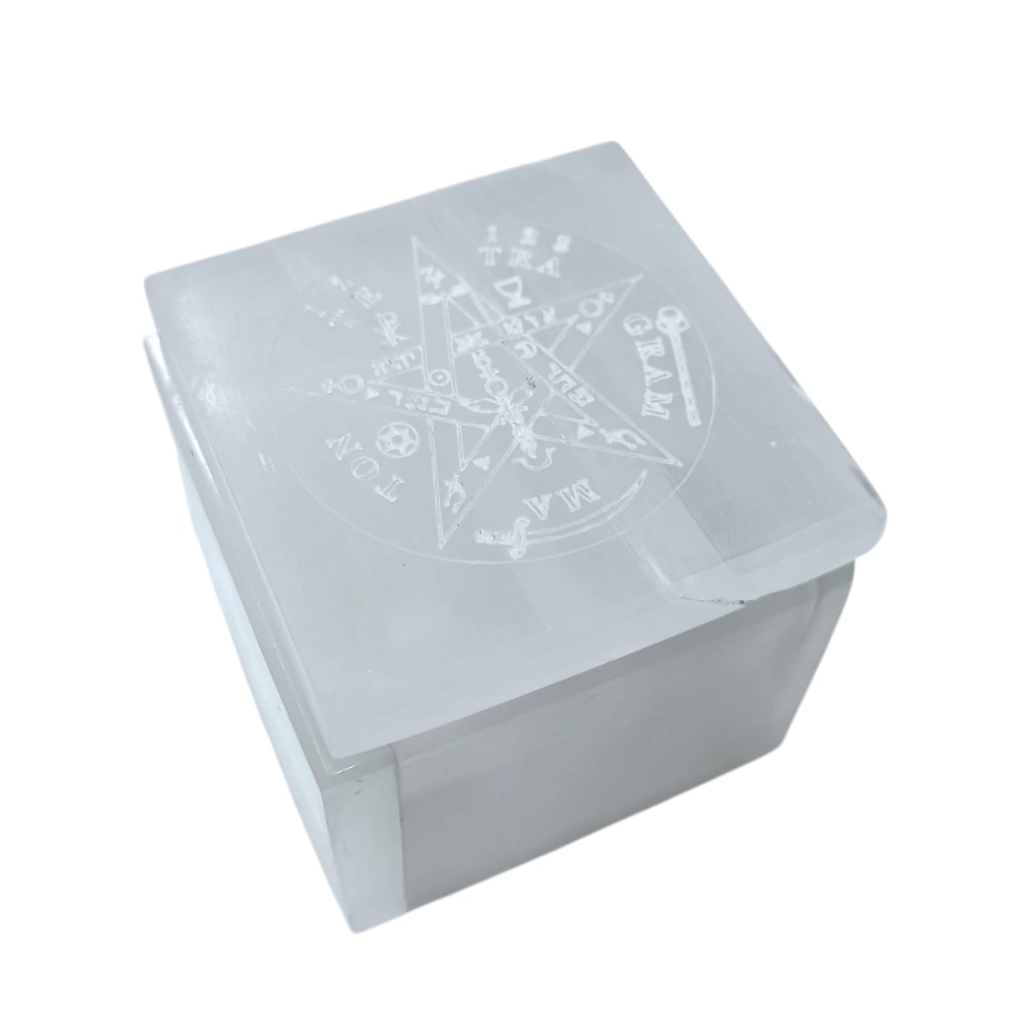 Joyero Selenita Grabado Tetragramaton 7X7Cms Aprox 401204170