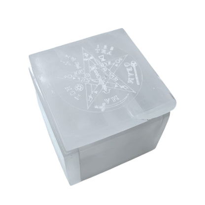 Joyero Selenita Grabado Tetragramaton 7X7Cms Aprox 401204170