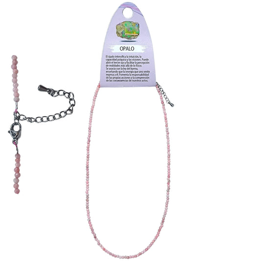 Collar Opalo Rosa 2 mm Facetada 40+5 Cms Cierre Acero 600603700