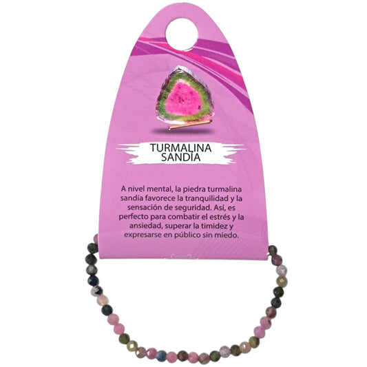 Pulsera Facetada Infantil Turmalina Sandia 3 mm 15,5 Cms Aprox 600604299