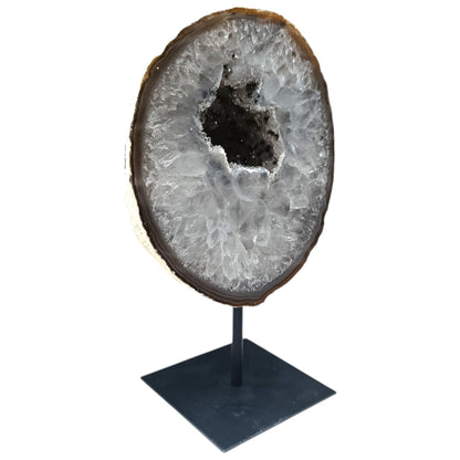 1114 Piedra Natural Agata Con Base De Metal Peso 1600 Gr Altura 20 Cms Aprox (PIEZA UNICA) PIEZA NA5